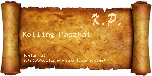 Kolling Paszkál névjegykártya